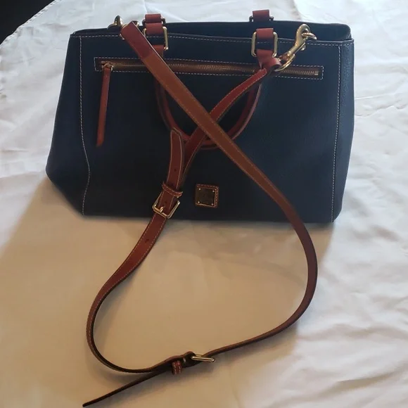Dooney & Bourke Blue Pebble Grain Leather Satchel Shoulder Bag - Picture 6 of 13